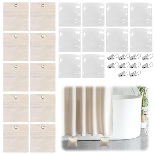 LOMUG Outdoor Vorhang Gewichte für Pavillon, Sandsack mit Metallklemmen Selbstklebender Verschluss, Outdoorvorhänge Beschwerer für Vorhänge Garten Terrasse Tischdecke, Cremefarben, 12,5 x 15 cm (10)