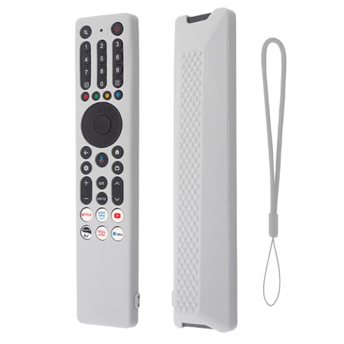 Image of Silicone TV Remote Cover Compatible with TCL Tv Remote RC833A 4K QLED Google TV Protective Case with Lanyard [Remote NOT Included] (2025-Grey)
