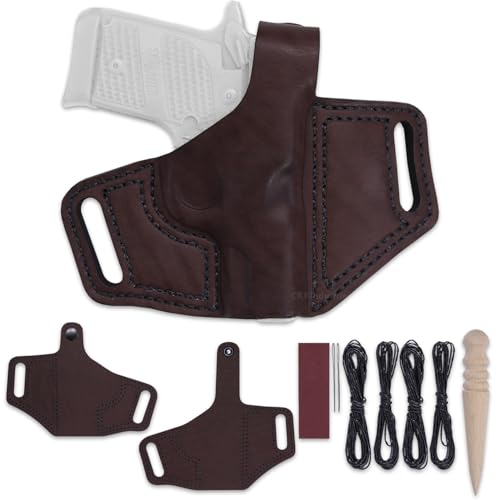 Leather Holster Making Kit Compatible for Kimber Micro - USA Made - Thumb Break Design - Espresso - Fits up to 1.50in Belts - Custom Fit, DIY Craft Kit with 8-9oz Leather, and Tools Included