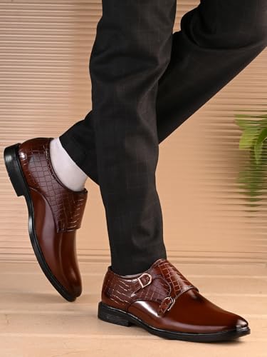 Image of Massari Faux Leather Monk Strap Formal Shoes for Men