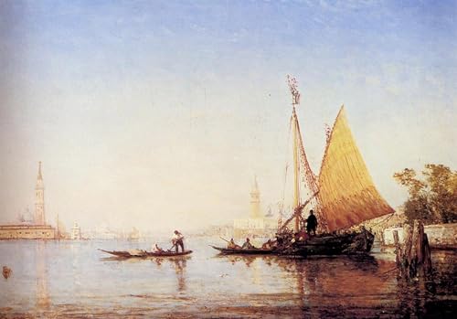 Cuadro lienzo il Canal de Felix Ziem, una pintura artística de alta calidad, 60x90cm