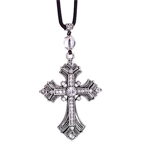 ygmoner Car Pendant Metal Diamond Hanging Cross Auto Interior Rearview Mirror Dangle Ornament Accessories Gifts Cover
