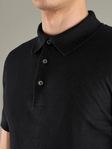 Image of Solid Slim-Fit Cotton Polo T-Shirt