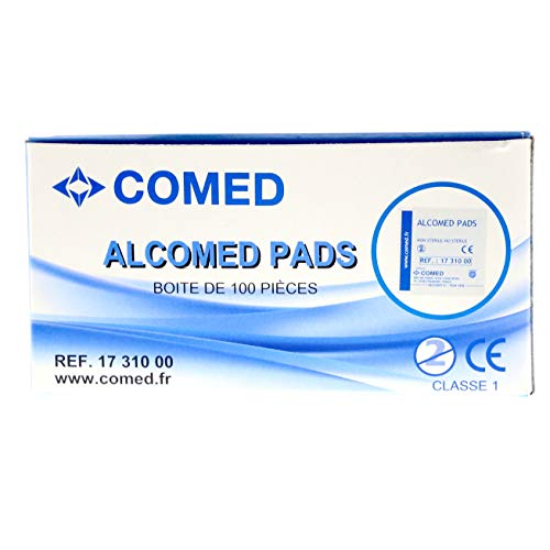 Comed - Tampons/Compresses d'alcool à 70° Alcomed 2 boites de 100- Certifié France Medical Industrie