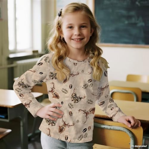 Image of Renewold Boys Girls Tees Kids T-Shirt Long Sleeve Crewneck T Shirts Casual Athletic Tops Clothing for Home School Travel