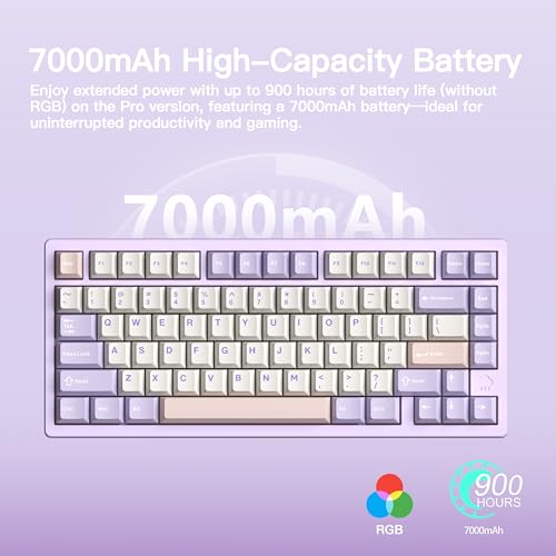 Image of KEEBMONKEY WOBKEY Rainy 75 CNC Aluminum HMX /JWK /Cocoa Switches Triple-Mode Connectivity Mechanical Keyboard with Superior Acoustics, RGB /FR4 /Silver SUS304 /7000mAh /Cocoa Switch (Pro - Purple)