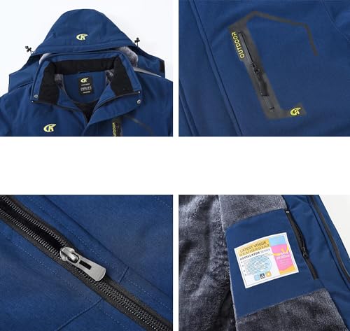 Image of QPNGRP Mens Waterproof Fleece Ski Jacket Windproof Winter Snow Coat