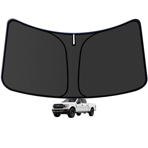 F150 Customized Windshield Sun Shade for 2015-2026 F150 (Lariat King Ranch Platinum XL XLT Limited Raptor) Front Window Sunshade Visor Protector Foldable Blocks UV Rays Keep Car Cooler Accessories
