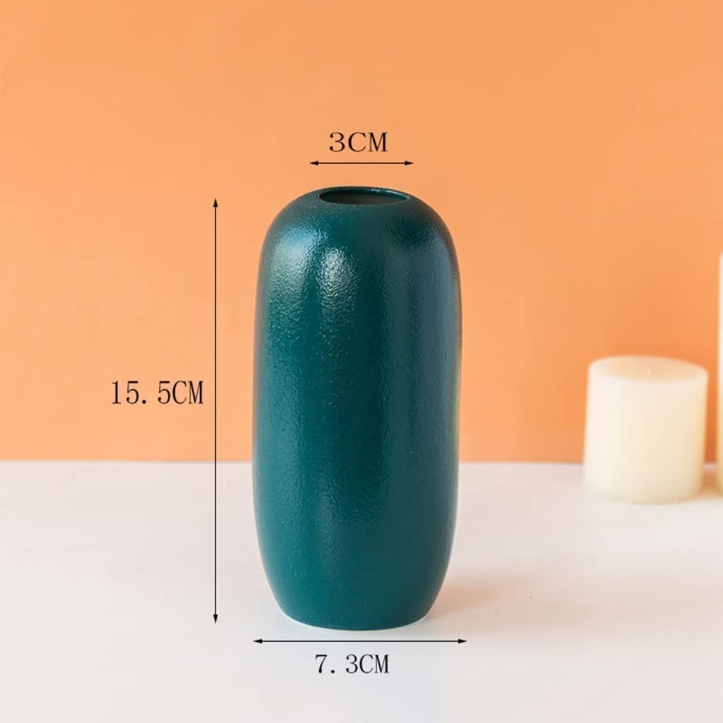 AAPIE Vaso di Fiori retrò Vasi in Ceramica per Fiori Vaso Verde Scuro per scrivania Accessori Decorativi per la casa (15,5 x 7,3 cm)