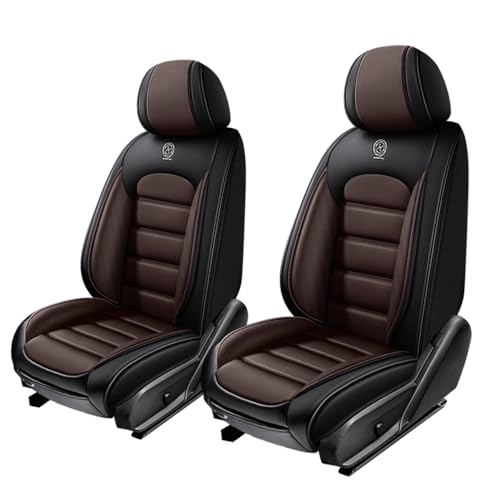 Image of 2 Seat Covers for Hyundai Santa Fe XL 2001-2024,Premium Nappa Leather Car Seat Covers Car Seat Cushions,Waterproof Soft Seat Covers for Cars,Interior Accessories with Airbag（Standard-Black&Coffee）