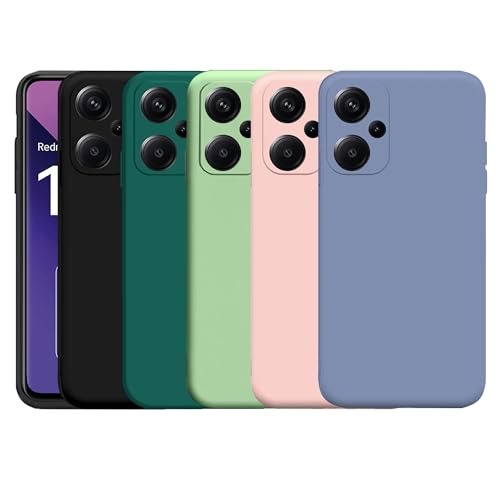 Sougak Silikon Hülle für Xiaomi Redmi Note 13 Pro+ 5G 5 Stück Weiche Handyhülle Matt Silikon TPU Schutzhülle Dünn Hülle mit Kameraschutz (Schwarz+Dunkelgrün+Grün+Pink+Blau)