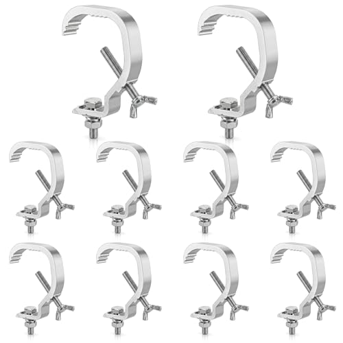 Okllen 10 Pack Truss C Clamps, Aluminum Alloy Stage Light Clamp Hook, 55LB Load Capacity C-Clamp Fits 30-50mm OD Tube/Pipe, for DJ Par Lights, Spot Lights & Stage Lighting