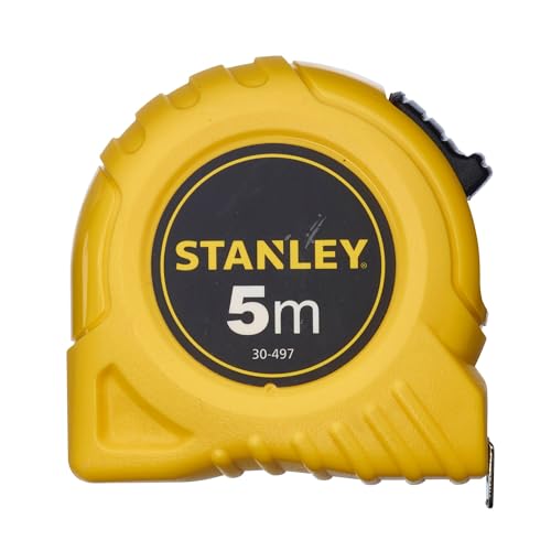 Stanley Bandmaß, 5 m, extra-starkes gebogenes Band, Polymer-Schutzschicht, Endhaken dreifach vernietet, 1-30-497