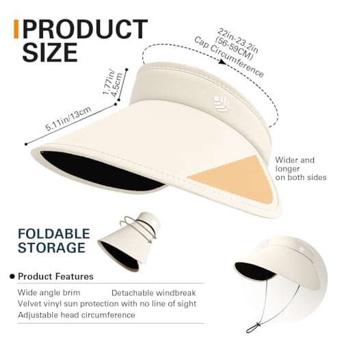 Image of Venzina UPF 50+ Sun Visor Hat for Women Ultra Wide Brim Outdoor Sun Hat UV Protection Hat Blackout Liner Design Packable Travel Hiking Hat Adjustable Elastic Closure Fashion Beach Hat