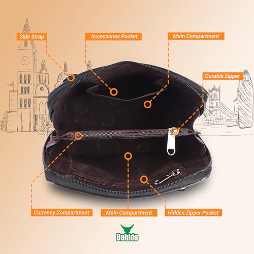 Image of BEHIDE Women's Genuine Leather Sling Bag - Stylish Cross-Body Handbag for Women, Adjustable Shoulder Strap