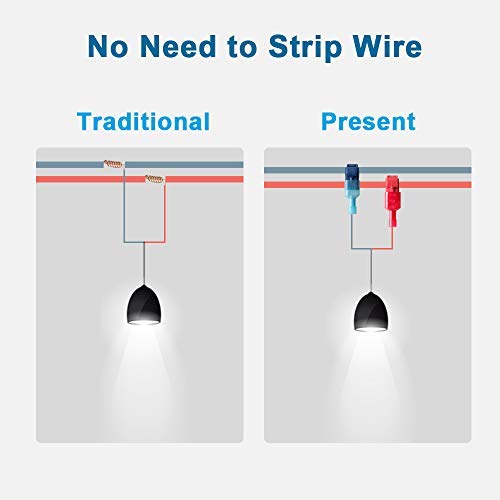 Riseuvo 240pcs T-Tap Wire Connectors, Self-Stripping Quick Splice Wire Terminals, with Nylon Fully Insulated Male Spade Disconnect Kit