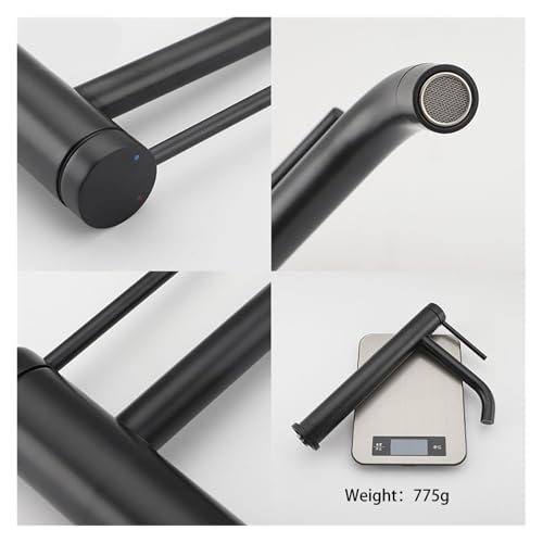 Grifo de lavabo de acero inoxidable en acabado dorado o negro con mezclador para agua fría y caliente 8