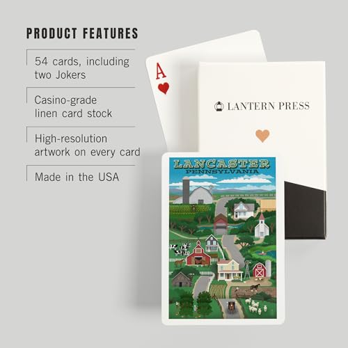 Lantern Press Lancaster Retro Countryside 52 Cartas Póker miniatura 3