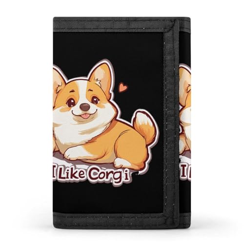 I Like Corgi Dog Trifold Wallets Lightweight RFID Blocking Wallet Credit Card Holder Custom Gifts for Men Women