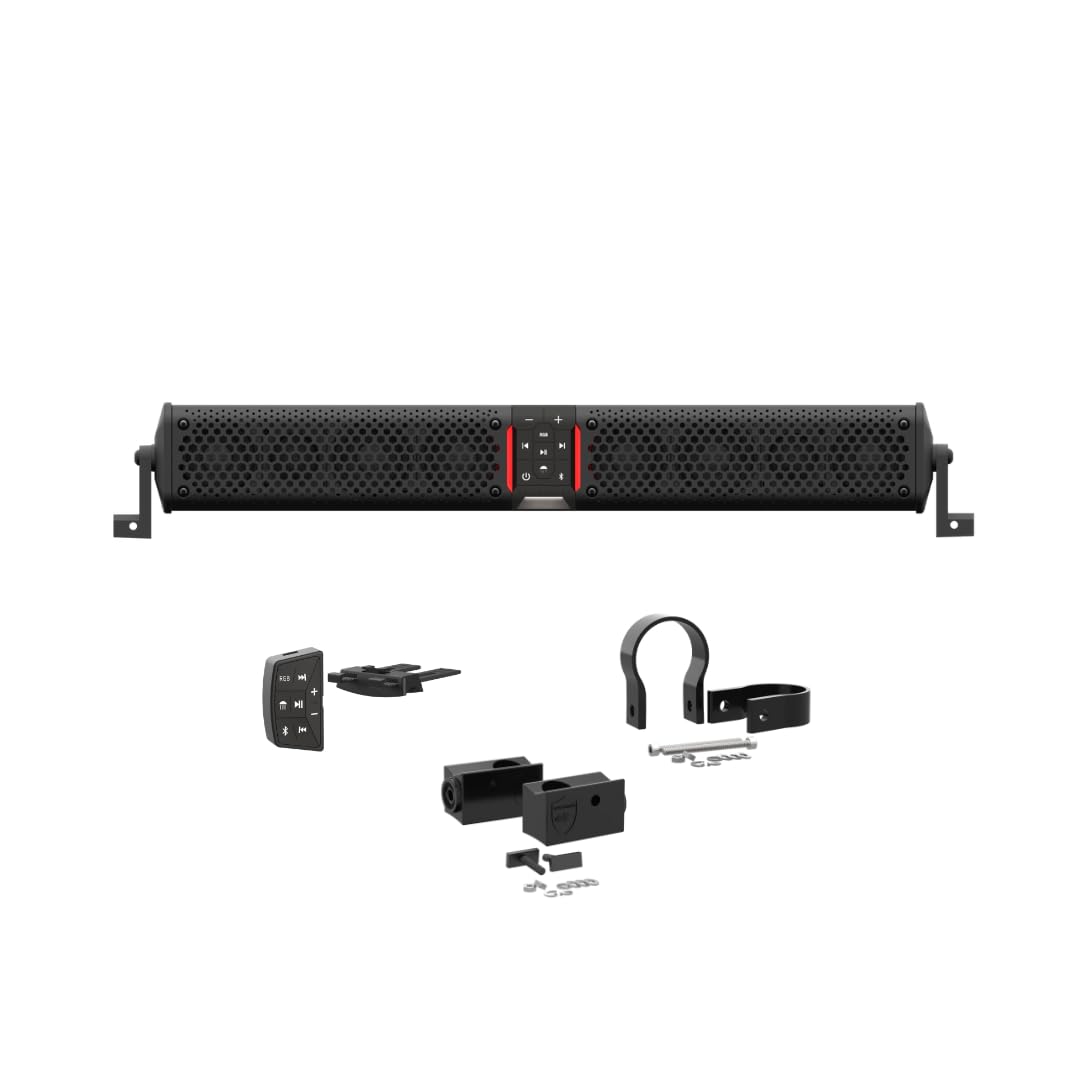 wet sounds STEALTH-XT-8-B Stealth XT 8 Speaker All-in-One Amplified Bluetooth Soundbar with Remote – Black with Slider Brackets and 1.75
