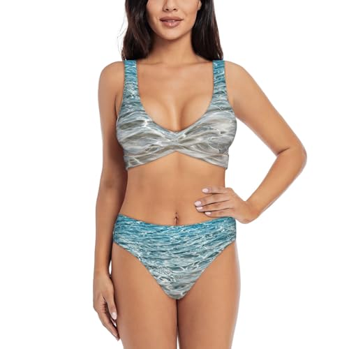 Maillot de bain deux pièces motif eau de mer claire idéal pour vos vacances à la plage