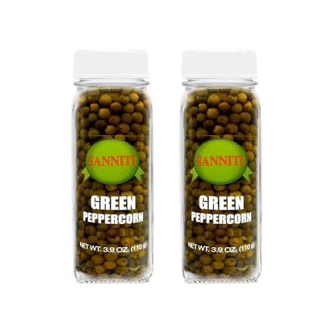 Sanniti Peppercorns in Brine | Imported from Spain | Great for Sauces, Soups, Meats and Light Dishes, 3.9 oz (Pack of 2) (Green) Cover