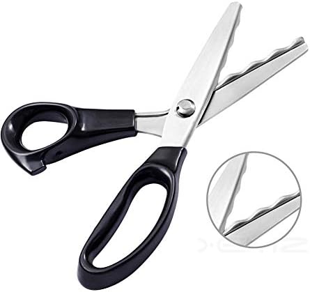 Pinking Shears, Professional Stainless Steel Dressmaking Sewing Craft Scissors Comfort Grips, Serrated & Scalloped Blades Cut, Tailor Decorative Tool - Fabrics Leather Paper Craft (Scalloped 18 mm)