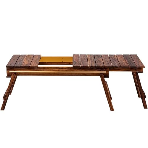 Wxbdd Outdoor Camping Solid Wood Sliding Combination Table Folding Portable Outdoor Picnic Travel Barbecue Table #TOP3