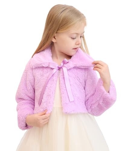 Lilax Toddler Puffer Jacket, Faux Fur Wedding Coat, Girls Plush Dress Coat
