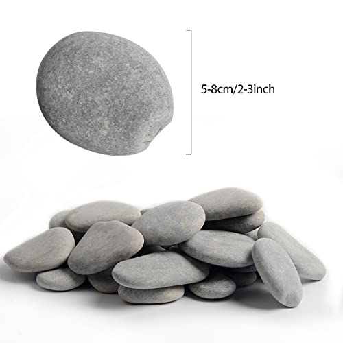 35 River Rocks For Painting, Painting Rocks Bulk For Adults, 2-3 Inches Craft Rocks, Flat Rocks For Painting, Smooth Painting Rocks For Diy Project, Gray Kindness Stones For Family Time #TOP1
