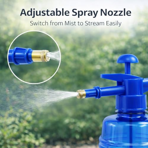 Image of MIKANIX Manual Pressure Spray Bottle for Gardening & Cleaning | Hand Pump Water Sprayer with Adjustable Nozzle | Multipurpose Plant Mister for Indoor & Outdoor (1.5L, Blue)