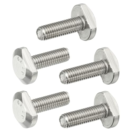 PATIKIL Tornillos De Ranura En T M8 X 25 Mm, 5 Pcs Acero Inoxidable 304 Tornillo De Inserción En T Pernos Deslizantes Roscado Métrico Cabeza De Martillo Para Riel En T, Plateado