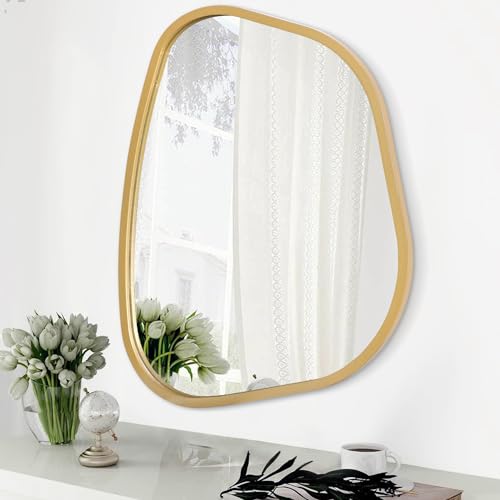 HLFMVWE Asymmetrical Accent Mirror for Wall Irregular Oval Wood Frame