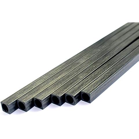 cncarbonfiber 6 pcs 6mm Square Carbon Fiber Tubes 6x6x5x420mm Inner Round(OD 5mm),3/4/8/10mm Available,Pultruded Carbon Fiber Rods Cover
