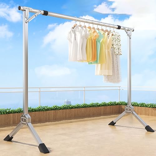 TapferBahn Support à Linge Pliable,Grande Capacité Sechoir A Linge Balcon,Etendoir Drap Extensible,Support à Linge en Acier Inoxydable Robuste,pour Sécher...