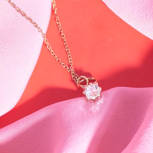 Image of SALTY Anti Tarnish Promise Ring Pendant Necklace for Women | Stylish Locket Chain | Fashion Jewellery Accessories for Girls | Minimal Jewelry | Ideal for Gifting | Marriage, Birthday | Gift for Valentine Day