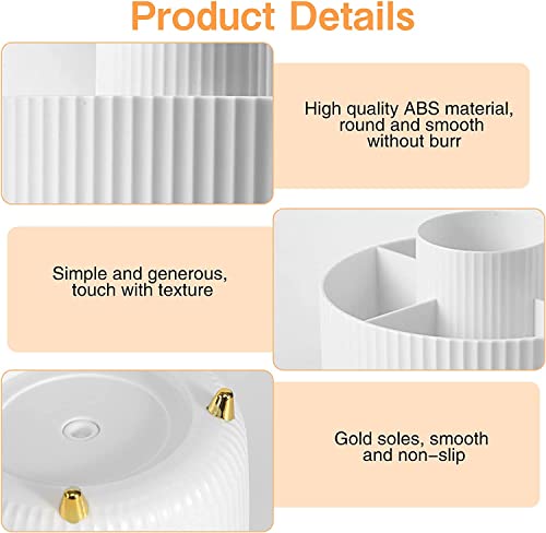 360° Rotating Pencil Pen Pot, Creative Pencil Pen Holder Makeup Brush Holder with 5 Compartments,Rotatable Desktop Desk Tidy Organiser Decorative Stationery Storage Boxes for Home Office