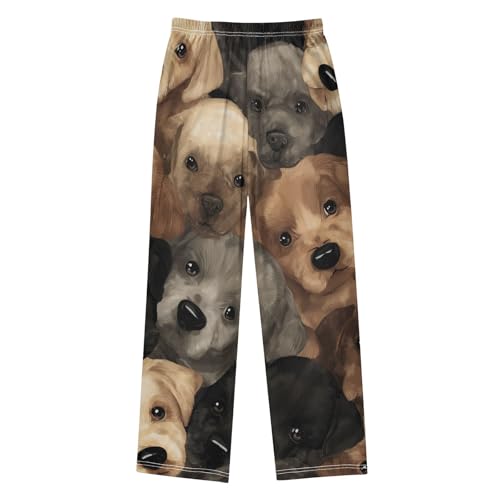 ZZXXB Lovely Puppy Dogs Boys Long Pants Soft Trousers Elastic Waist Kids Lounge Bottoms with Pockets S-XL2