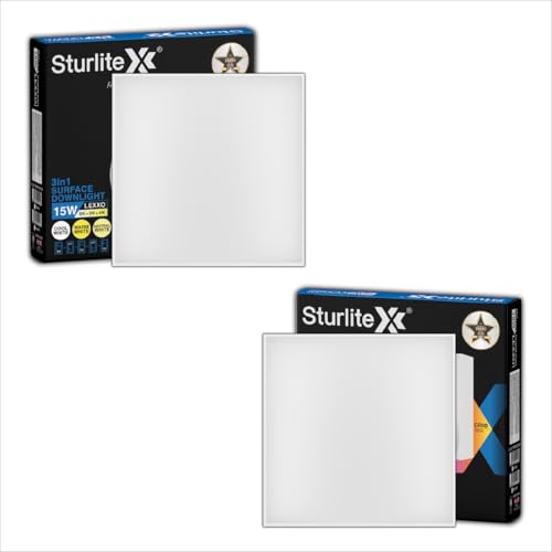 Image of Sturlite Lexxo 15W (3in1) Square LED Surface Light| Warm, Neutral & Cool White Color Temperature | 1200 Lumens with CRI Tech for Accurate Color Representation - (Pack of 2) LED Bulb