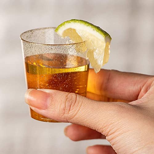 Juvale 100 Pack 2 Oz Gold Glitter Shot Glasses, Disposable Plastic Cups For Birthday Party, Wedding #TOP3