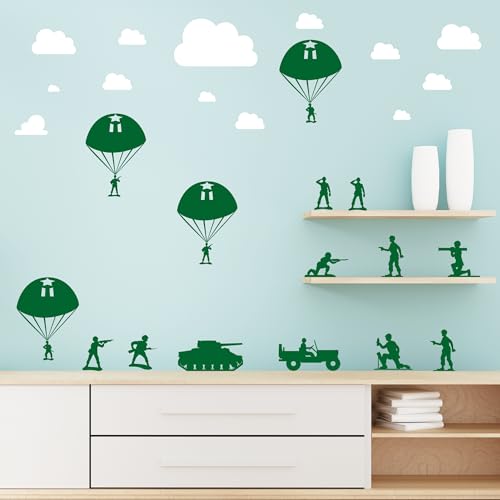 Pounchi Army and Clouds Wall Stickers (4 Sheets...