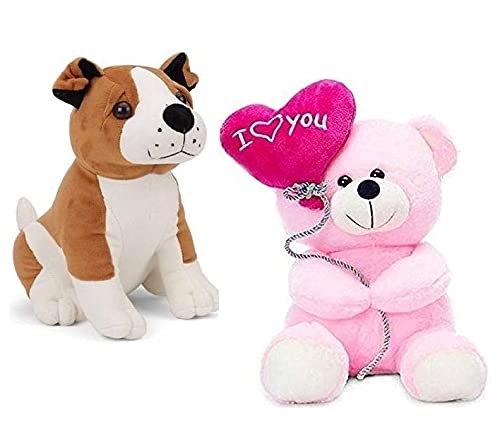 Bull Dog & I Love You Soft Toy for Kids Playing Teddy Bear 30 cm,Combo - 2 (B09PJQPBW3) Amazon Price History, Amazon Price Tracker