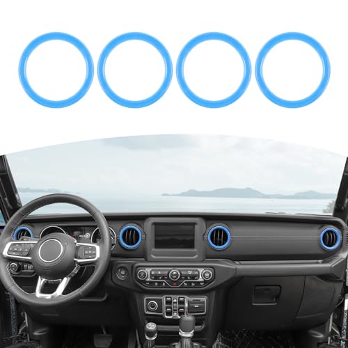 RT-TCZ for Wrangler JL Dash Air Vents Cover Trim Stickers Baby Blue for Jeep Wrangler JL JLU Gladiator JT 2018-2023 Baby Blue Interior Accessories 4pcs