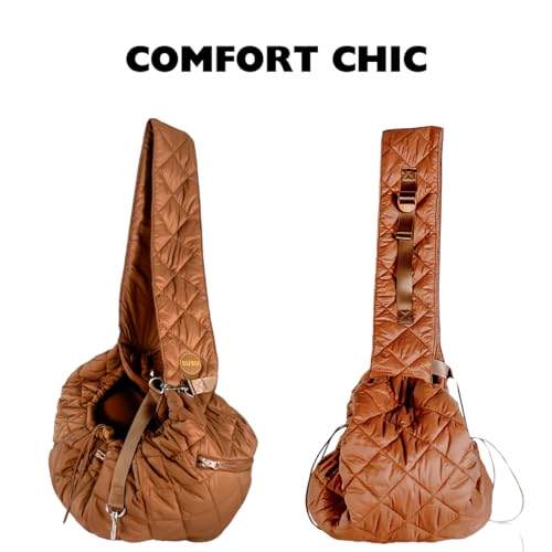 Susu Pet Co Carrier Sling Bag  Versatile Cary Modes Adjustable Shoulder Strap Cat Carriers for Small Dogs or Kitten Carrier  Two Zipper Pocket Safety Belt Machine Washable camel Brown  Cucciolini Doodles Susu pet co carrier sling bag  versatile cary modes adjustable shoulder strap cat carriers for small dogs or kitten carrier  two zipper pocket safety belt machine washable camel brown   cucciolini doodles