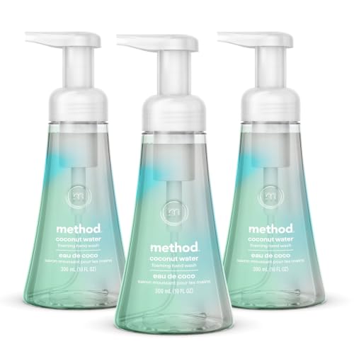 Method Foaming Hand Wash Coconut Water - Leaves Hands Feeling Soft for Bathroom & Kitchen Coconut Water Jasmine & Watery Melon Notes 10 fl oz 3 pack