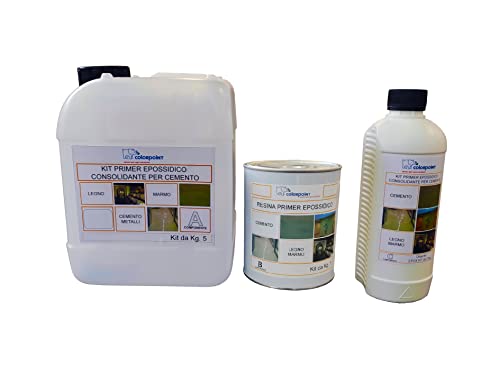 PRIMER PER PAVIMENTI RESINA EPOSSIDICA - CONSOLIDANTE PER CEMENTO - KG 5 + CATALIZZATORE + DILUENTE