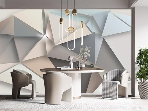 Papier peint géométrique 3D moderne polygone 150x105 cm pour salon - 3