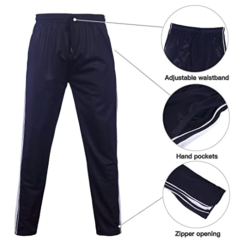Megub Mens Tracksuit Set White Side Striped Sweat Suit 2 Pieces Classic Outfit Active Outdoor For Young Men Team Trainning Running Hiking Sportswear Wear (Navy Blue,Xl) #TOP3