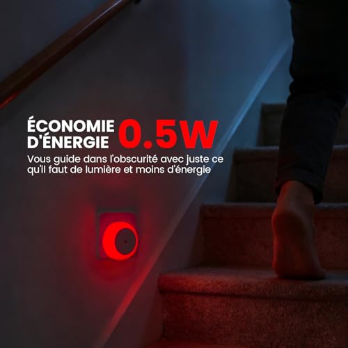 Lamptobe Veilleuse Rouge Enfant 625nm Lumiere Rouge Veilleuse Bébé Prise avec Capteur Crépusculaire Auto On/Off, pour Chambre à Coucher, Chambre d'Enfant, Cuisine, Salle de Bain, Couloir, Pack of 2 – vue 5