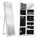 FUNKOCO 79 LED Jewelry Armoires,Jewelry Storage Cabinets,Standing Wall Jewelry Organizer with Full Length Mirror-White